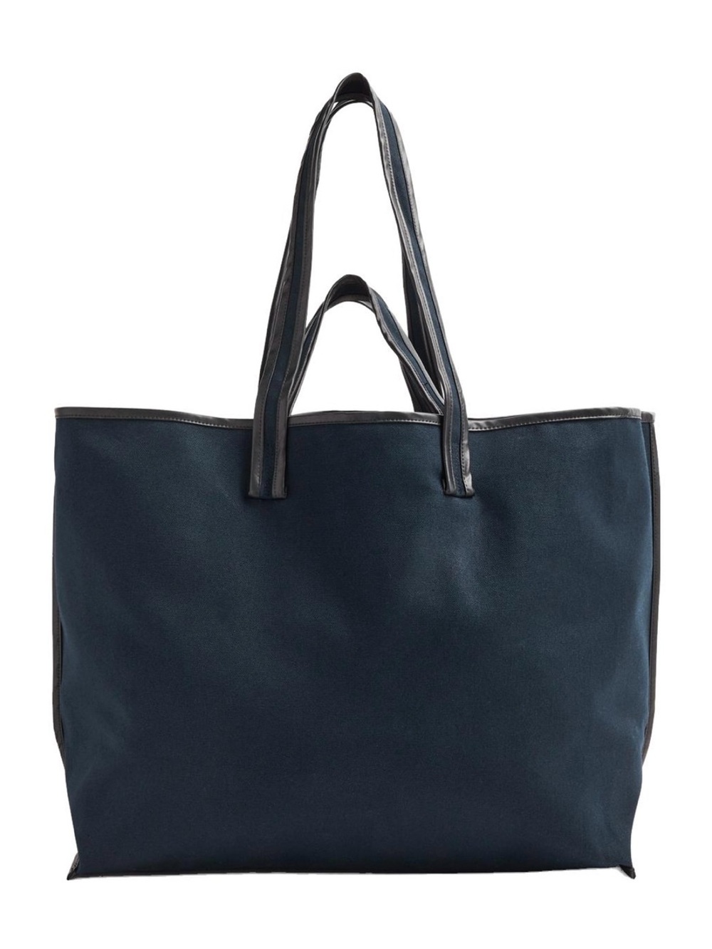 KASSL Editions Navy Canvas Tote Bag Oil Coated Trim Oversized Shoulder Shopper
